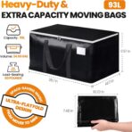 Heavy-Duty & Extra Capacity Moving Bags with Backpack Straps, Storage Totes with Double Zipper & Strong Handles, Packing Bags Alternative to Moving Boxes, Moving Supplies (6 Pack, Black) - Image 3