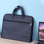 Oxford Document Bag with Handle Waterproof Lightweight Portable Zippered File Bag for Carrying Paper Files Filing Folder - Image 4
