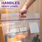 10 Gallon Heavy Duty Large Storage Bags with Handle, Big Zip Seal Top Bags, 6 Mil Extra Thick Clear Big Plastic Resealable Zip Poly Bags for Home Moving, Travel, Camping, 20" x 26", Pack 5 - Image 4