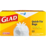 Glad CloroxPro Quick-Tie Tall Kitchen Trash Bags, 13 Gallon, 200 Count, Package May Vary - Image 5