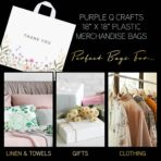 Purple Q Crafts Thank You Bags for Business and Stores 50 Pack 18" W x 18" H Floral Plastic Shopping Bags With Soft Loop Handle - Image 6