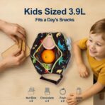 Bagseri Kids Snack Bag Boys - Small Reusable Mini Cooler Pouch, Insulated 3.9L Food Carrier with Buckle Handle for School and Daycare, Fits in Backpack, Black Dinosaur - Image 4
