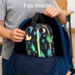 Bagseri Kids Snack Bag Boys - Small Reusable Mini Cooler Pouch, Insulated 3.9L Food Carrier with Buckle Handle for School and Daycare, Fits in Backpack, Black Dinosaur - Image 8