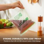 ANECO 100% Compostable Food Storage Bags with Ziplock - Extra Thick Resealable Sandwich Bags for Meal Prep, Food Storage, Carrying - Food Safe Disposable Freezer Snack Bags, Quart Size (25 Bags) - Image 4