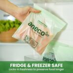 ANECO 100% Compostable Food Storage Bags with Ziplock - Extra Thick Resealable Sandwich Bags for Meal Prep, Food Storage, Carrying - Food Safe Disposable Freezer Snack Bags, Quart Size (25 Bags) - Image 8