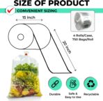 Retail Bags Direct Narrow Profile Produce Roll Bags With Extended Plastic Core - Garden Fresh - 15"X20" - 3300 Count - 4 Rolls - 8 Microns - Clear - Image 3