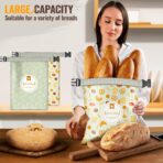 2 Pack Bread Bags for Homemade Bread, 17"×13" Reusable Bread Bag for Fresh Keeping with Lining & Zipper, Freezer Safe & BPA Free, Gift Giving (Green & Yellow) - Image 6