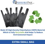 ASSUREPAK Extra Small Duty Black Unprinted HDPE Plastic Bags for Retail, Groceries, Merchandise, Convenience Store, Supermarket, Restaurant - 4"x3"x10" - 2000 Bags - 12 microns - Black - Image 5