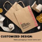 Custom Paper Bags 50-5000 PCS - Personalized Kraft Paper Bags with Logo for Small Business, 8x4.5x10.8 Inch Gift Bags with Handle, Reusable Goodie Bags for Duty Gift Bags, Food Safe, Retail, Wedding, Party Favors (Custom Design) - Image 3