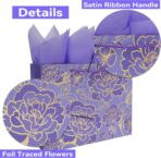 Qirrmiy 13" Large Rose Purple Gift Bag Set with Greeting Card and Tissue Paper for Women or Girls for Celebrating Birthdays, Mother's Day, Valentine's Day, Weddings, Anniversaries - Image 5