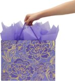 Qirrmiy 13" Large Rose Purple Gift Bag Set with Greeting Card and Tissue Paper for Women or Girls for Celebrating Birthdays, Mother's Day, Valentine's Day, Weddings, Anniversaries - Image 7