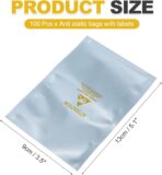 MECCANIXITY 100 Pcs Anti Static Bags 3.5" x 5.1" Open Top ESD Shielding Bag with Labels for Hard Drive HDD SSD Electronic Device Motherboards, Silver Gray - Image 3