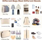 8-Piece Packing Cubes for Travel, Mesh Luggage Organizers with Shoe Bag, Toiletry Bag, Laundry Pouches, 4 Sizes (XL/L/M/S) for Suitcase Organization, Men Women Kids, Beige - Image 5