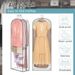 MISSLO 10" Gusseted All Clear Garment Bags for Hanging Clothes 60" Dress Bags for Gowns Long Fur Coat Closet Storage Covers, 3 Packs - Image 6