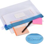 Wisdompro Zipper Pouch, 4 Packs Durable Letter Size Waterproof Mesh File Bag, Document Organizer - Blue - Image 3