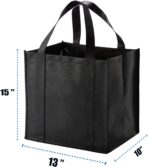 NERUB Set of 10 Reusable Grocery Bags Heavy Duty Shopping Bags Large Grocery Totes with Reinforced Bottom Super Sturdy Handles, Black - Image 3