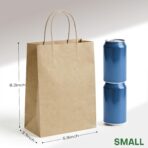 Small Paper Gift Bags with Handles Brown Paper Bags 100 pcs 5.9"x3.1"x8.2",Sturdy Small Gift Bag Bulk Kraft Wrap Shopping Bags for Small Business Retail Merchandise Wedding Birthday Goodie Party Favor - Image 3