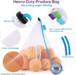 SPLF 18 Pcs Heavy Duty Reusable Mesh Produce Bags, Barcode Scanable See Through Food Safe Mesh Bags with Drawstring for Fruits, Vegetable, Food, Toys, Grocery Storage - Image 5