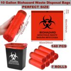 Geiserailie 140 Pcs Drawstring Biohazard Waste Bags 10 Gallon 24" Red Biohazard Bags No Leak 2 Mil Thickened Trash Can Liner for Hospital Infectious Waste Disposal - Image 3