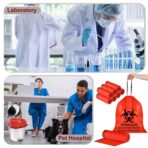 Geiserailie 140 Pcs Drawstring Biohazard Waste Bags 10 Gallon 24" Red Biohazard Bags No Leak 2 Mil Thickened Trash Can Liner for Hospital Infectious Waste Disposal - Image 7