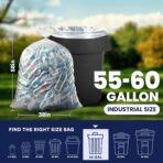 Plasticplace Heavy Duty 55-60 Gallon Trash Bags – Clear Garbage Can Liners (38” x 58”) – Durable Multiuse, Puncture-Resistant, 50 Count – Ideal for Kitchens, Warehouses and Recycling Trashbags 1.5 Mil - Image 4
