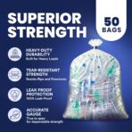 Plasticplace Heavy Duty 55-60 Gallon Trash Bags – Clear Garbage Can Liners (38” x 58”) – Durable Multiuse, Puncture-Resistant, 50 Count – Ideal for Kitchens, Warehouses and Recycling Trashbags 1.5 Mil - Image 5