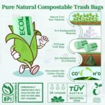 ECOLipak 13 Gallon Compostable Trash Garbage Bags, 50 Count (1 Roll) Biodegradable Heavy Duty Bathroom Kitchen Trash Bags for Home/Office, US BPI ASTM D6400 and OK Compost Home Certified - Image 4