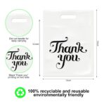 100 Pcs White 12x15" Thank You Bags, Shopping Bags for Goodie, Boutique, Retail, Party Gifts, Clothes, Reusable Plastic Bag with handles (White) - Image 3