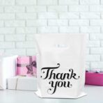 100 Pcs White 12x15" Thank You Bags, Shopping Bags for Goodie, Boutique, Retail, Party Gifts, Clothes, Reusable Plastic Bag with handles (White) - Image 8
