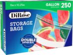 DiRose Gallon Bags Pack of 250 – 1 Gallon Reclosable Storage Bags – Practical and Durable Design – Food Safe Non-BPA Material – Easy Zip Closure – Ideal for Food, Snacks, Dog Treats, Organizing - Image 3