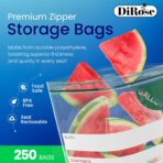 DiRose Gallon Bags Pack of 250 – 1 Gallon Reclosable Storage Bags – Practical and Durable Design – Food Safe Non-BPA Material – Easy Zip Closure – Ideal for Food, Snacks, Dog Treats, Organizing - Image 4
