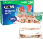 DiRose Gallon Bags Pack of 250 – 1 Gallon Reclosable Storage Bags – Practical and Durable Design – Food Safe Non-BPA Material – Easy Zip Closure – Ideal for Food, Snacks, Dog Treats, Organizing - Image 9