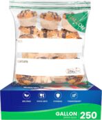 DiRose Gallon Bags Pack of 250 – 1 Gallon Reclosable Storage Bags – Practical and Durable Design – Food Safe Non-BPA Material – Easy Zip Closure – Ideal for Food, Snacks, Dog Treats, Organizing - Image 10