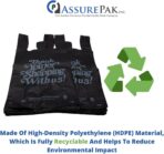 ASSUREPAK Black 'Thank You' HDPE T-Shirt Bags with Handles - 400 Bags – 1/5 BBL Size 13"x10"x23" – 21 Microns – Thank You Shopping Bags for Retail, Takeout, Restaurant Supplies - Image 5