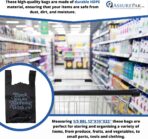 ASSUREPAK Black 'Thank You' HDPE T-Shirt Bags with Handles - 400 Bags – 1/5 BBL Size 13"x10"x23" – 21 Microns – Thank You Shopping Bags for Retail, Takeout, Restaurant Supplies - Image 6