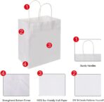 Oikss 100 Pack 8x4.75x10 Inch Medium White Kraft Paper Bags with Handles Bulk for Birthday Wedding Party Favors Grocery Retail Shopping Business Takeout Goody Craft Gift Bags Sacks, (100pcs Count) - Image 4