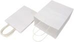 Oikss 100 Pack 8x4.75x10 Inch Medium White Kraft Paper Bags with Handles Bulk for Birthday Wedding Party Favors Grocery Retail Shopping Business Takeout Goody Craft Gift Bags Sacks, (100pcs Count) - Image 5