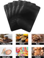 FireKylin 100 Pack Resealable Stand Up Bags,Smell Proof Pouch Sealable Foil Pouch Bags for Packaging (Black, 3.5" x 5.1") - Image 5