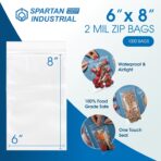 Spartan Industrial - 6” X 8” (1000 Count) 2 Mil Clear Reclosable Zip Plastic Poly Bags with Resealable Lock Seal Zipper - Image 3