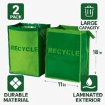 G.U.S. Recycle Bags for Home, Kitchen, Office | Waterproof, Durable, Easy to Wash, Reusable w/Extra Sturdy Handles | Made of recycled materials, 30L Capacity ea. | Set of 2 - Image 5