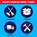 Tasker Contractor Garbage Bags 55 Gallon Heavy Duty 3 Mil (32 Count w/Ties) 60 Gal Contractor Bags 3 Mil. 55 Gallon Heavy Duty X-Large Black Trash Bags 50 Gal, - Image 5