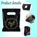 BadenBach 200 Pack Small Thank You Bags, 8" x 6", Black Plastic Shopping Bag Bulk Cute Retail Thank You Gift Bags Goodie Bag for Small Business Boutique Wedding Birthday Baby Shower Festival - Image 4