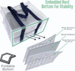 VENO 4 Pack Reusable Grocery Bags, Heavy-Duty Shopping Bags with Handles, Bags for Shopping Cart with Hard Bottom to Stand Upright, Foldable, Multi-Purpose(Clear, 4 Pack) - Image 5