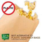 Paper Sandwich Bags Kraft Brown (200 Pack), Commercially Compostable Food Grade Unbleached Kraft Paper for Bakery, Cookies, Treats, Snacks, Sandwiches - Image 6