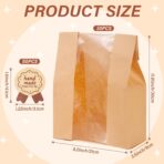 30 Pcs Paper Bread Bags for Homemade, Sourdough Bread Bags and Paper Bakery Bag with Window for Baked Food Packaging Storage, Pack Breakfast and Lunch, Large Kraft 13.7x8.2x3.5inch Brown - Image 3