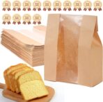 30 Pcs Paper Bread Bags for Homemade, Sourdough Bread Bags and Paper Bakery Bag with Window for Baked Food Packaging Storage, Pack Breakfast and Lunch, Large Kraft 13.7x8.2x3.5inch Brown - Image 9