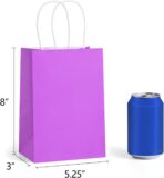 BagDream 5.25x3x8 Inch 100Pcs Purple Gift Bags with Handles Small Kraft Paper Bags Bulk for Welcome Party Favors, Baby Shower, Goody, Treat, Retail, Grocery Paper Sacks - Image 3
