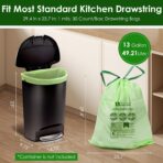 10-13 Gallon Compostable Trash Bags with Drawstring, Heavy Duty Extra Thick 1 Mil, 49.21 Liter, Tear Resistant & Odorless Kitchen Food Scrap Waste Bag, US BPI and OK Compost Home Certified (30 Count) - Image 3