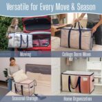 VENO 10 Pack Heavy Duty Moving Bags, Extra Large Storage Bags with Reinforced Handles & Strong Zippers, Foldable & Reusable Moving Box Alternative for Clothes & Dorm Storage - Image 7