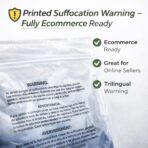 600 Count Combo Pack Clear Poly Bags (9x12, 11x14, 12x15) with Suffocation Warning – Self-Seal Adhesive, Transparent Storage & Shipping Bags for Apparel, E-Commerce & Retail - Image 6